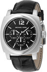 Michael Kors MK8118 Stainless Steel Quartz Chronograph Black Dial Leather Strap