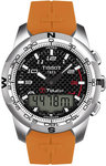 Tissot T0474204720701 Stainless Steel T-Touch Analog Digital Black Dial Orange Rubber Strap