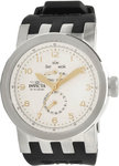 Invicta 10388 Stainless Steel Case Gold Tone Hands Day Date Black Silicone Strap DNA