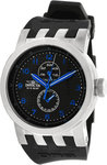 Invicta 10392 Stainless Steel Case Blue Tone Hands Day Date Black Silicone Strap DNA