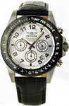 Invicta 10708 Stainless Steel Case Speedway Quartz Chronograph Silver Dial Leather