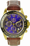 Invicta 10710 Stainless Steel Case Speedway Quartz Chronograph Purple Dial Brown Leather
