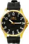 Invicta 11398 Specialty Stainless Steel Gold Tone Case Black Dial Silicone Strap