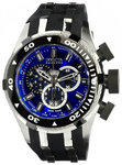 Invicta 0977 Stainless Steel Bolt Diver Chronograph Blue Dial Black Rubber Strap