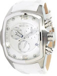 Invicta 6127 Lupah Quartz Chronograph White Dial White Leather Strap