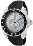 Invicta 0487 Angel Stainless Steel Mother Of Pearl Dial Black Rubber Strap