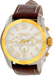 Invicta 10633 Stainless Steel Case Specialty GMT White Dial Brown Leather Strap