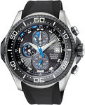 Citizen BJ2117-01E Stainless Steel Aqualand Chronograph Black Rubber Strap Blue Accents 