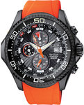 Citizen BJ2119-06E Stainless Steel Aqualand Chronograph Orange Rubber Metric Depth Meter