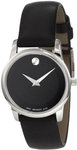 Movado 0606503 Stainless Steel Case Museum Black Dial Black Leather Strap