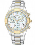 Citizen FB1224-52D Gold Tone Eco-Drive Regent Chronograph Mother of Pearl with Diamonds