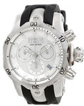 Invicta 0953 Stainless Steel Reserve Venom Quartz Chronograph Diver Silver Dial Rubber Strap
