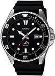 Casio MDV106-1A Stainless Steel Case Quartz Duro Black Dial Diver Plastic Resin Band 