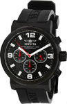 Invicta 10639 Stainless Steel Specialty Quartz Chronograph Black Dial Black Rubber Strap