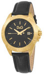 D&G DW0650 Gold Tone Stainless Steel Chamonix Quartz Black Dial Leather Strap