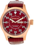 Invicta 11197 Rose Gold Tone Stainless Steel Case Quartz Specialty Red Dial Red Leather Strap 