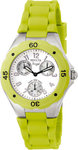 Invicta 0697 Angel Day Date Silver Tone Dial Green Rubber Strap