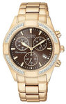 Citizen FB1223-55X Gold Tone Eco-Drive Regent Chronograph Brown Dial with Diamonds