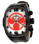 Invicta 10288 Stainless Steel Lupah Revolution Chronograph White and Orange Dial Black Leather Strap