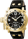 Invicta 7276 Gold Tone Stainless Steel Lefty Russian DIver Black Dial Strap