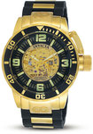Invicta 7268 Gold Tone Corduba Automatic Skeleton Dial Black Rubber Diver