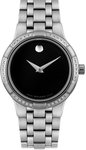 Movado 0605985 Metio Black Dial Stainless Steel Diamonds