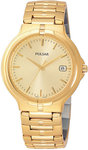 Pulsar PXD778 Stainless Steel Gold Tone Dress Watch Champagne Dial