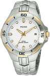 Pulsar PXH130 Two Tone Stainless Steel Sport Watch Silver Tone Wave Patterned Dial