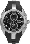 Seiko SNAC21 Stainless Steel Arctura Chronograph Alarm Black Resin Strap