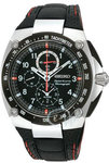 Seiko SNAD23P2 Stainless Steel Sportura Black Dial Chronograph Alarm Vented Strap