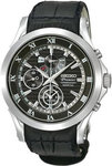 Seiko SPC053 Premier Stainless Steel Alarm Chronograph Black Dial Strap Perpetual