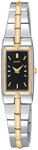 Seiko SZZC42 Two Tone Stainless Steel Petite Dress Watch Black Dial