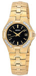 Seiko SXDA44 Gold Tone Black Dial Diamonds