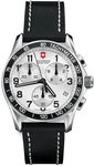 Swiss Army 241126 Stainless Steel Classic Silver Tone Dial Chronograph Leather Strap