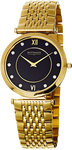 Wittnauer 11D19 Black Dial Gold Tone Stainless Steel Diamonds