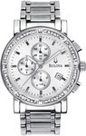 Bulova 96E03 Stainless Steel Chronograph Silver Dial with Diamonds