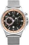 Bulova 96B139 Stainless Steel Adventurer Mesh And Link Band Black Dial Chronograph