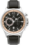 Bulova 96B141 Stainless Steel Adventurer Leather Strap Black Dial Chronograph