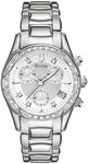 Bulova 96R134 Diamonds Silver Tone Patterned Mother Of Pearl Dial Chronograph