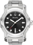 Bulova 96D109 Stainless Steel Wintermoor Black Dial Diamonds