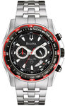 Bulova 98B121 Stainless Steel Marine Star Chronograph Black Dial Red Accents