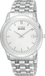 Citizen AU1000-53A Stainless Steel Dress Silver Patterned Dial
