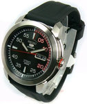 Seiko SNZH69 Stainless Steel Seiko 5 Sports Automatic Black Dial Rubber Strap