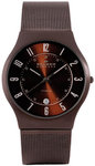 Skagen 233XLTMD Titanium Mesh Brown Arabic Numeral Dial