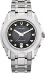 Bulova 96D110 Stainless Steel Precisionist Longwood Quartz Black Dial Diamonds