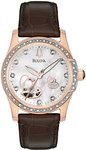 Bulova 98R139 Gold Tone Stainless Steel Skeleton Automatic Mother of Pearl Dial Heart Strap