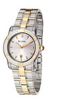 Bulova 98E104 Two Tone Stainless Steel Silver Tone Dial Diamond Bezel