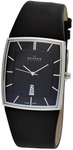 Skagen 567LSLB1 Stainless Steel Black Dial Date Leather Strap