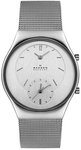 Skagen 733XLSS Stainless Steel Mesh Band Dual Time Quartz Silver Tone Dial