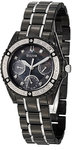 Bulova 98R111 Black Stainless Steel Diamond Bezel Day Date Black Mother of Pearl Midsize